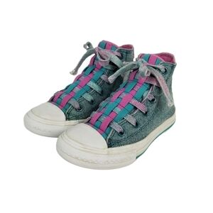 Converse Denim Look with Teal and Purple High Top Sneakers Size 12 Toddler 12